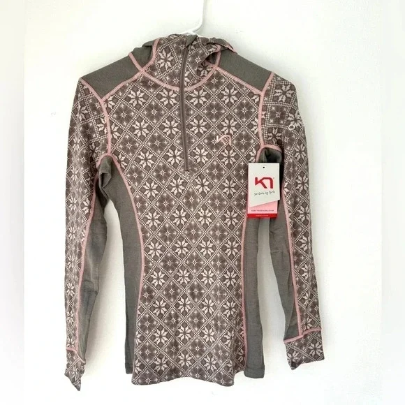 Kari Traa Rose Half Zip Baselayer Hoodie - 100% Merino Wool - Picture 3 of 8